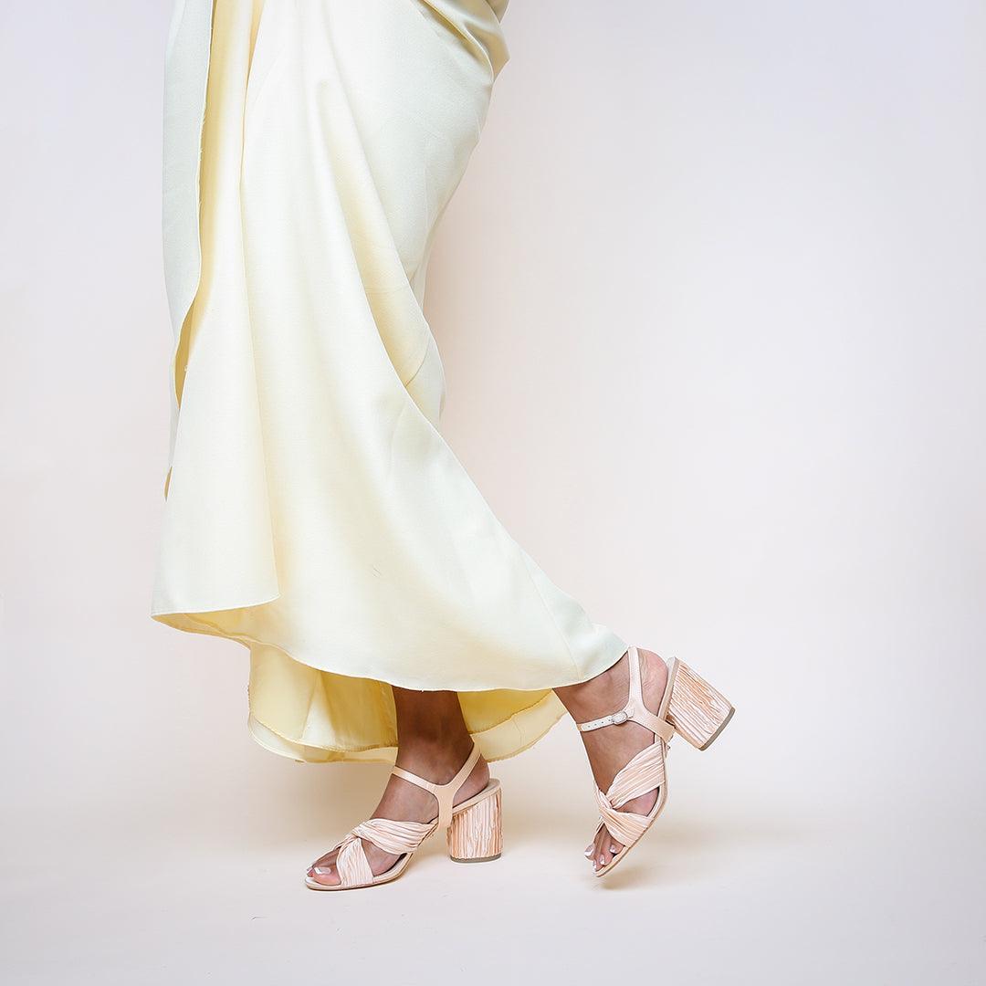 Nude Satin Jackie | Removable Strap, Heels you can wear 40 ways