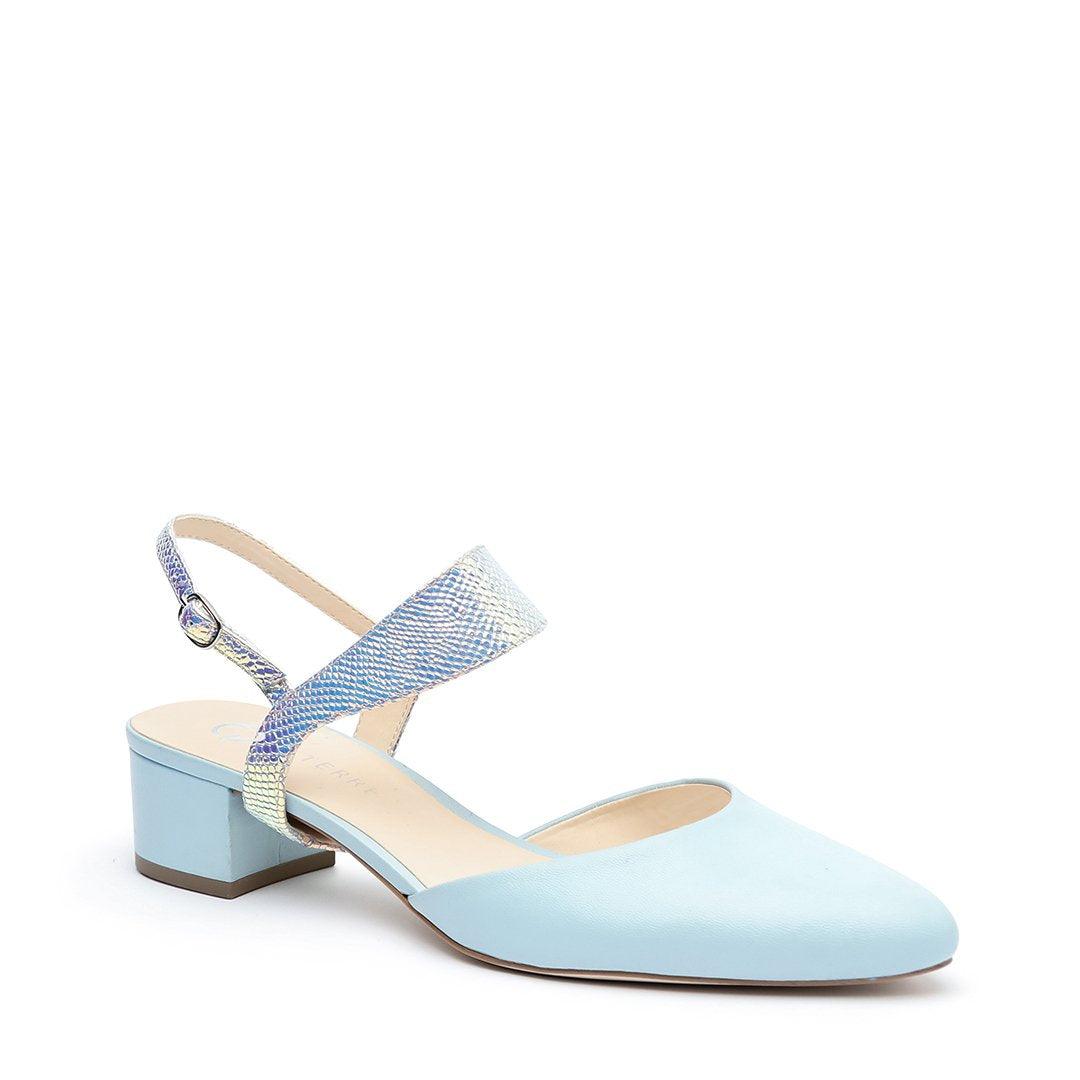 Agate Blue Slide + Opal Snake Elsie Strap Personalized Womens Shoes | Alterre Create Your Own Slide - Sustainable Footwear Brand & Ethical Shoe Company