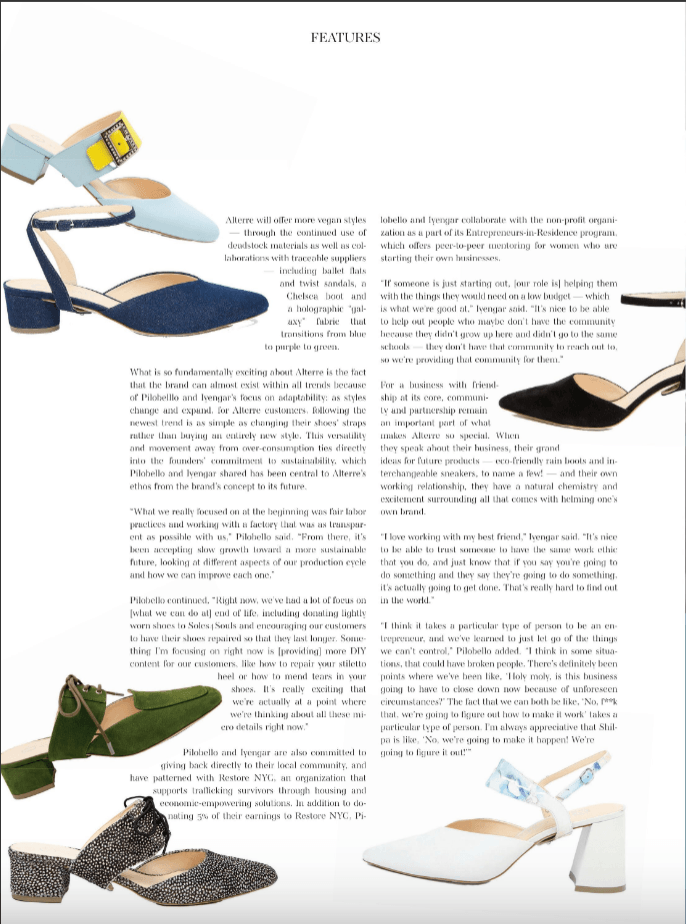 Alterre shoes featured in Fashion Mannuscript, customizable slides and heels