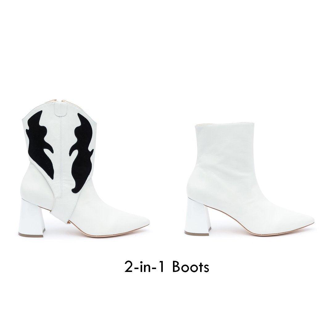 White/Black Customizable Womens Boots | Alterre 2-in1 Boots - Sustainable Footwear Company & Ethical Shoe Brand