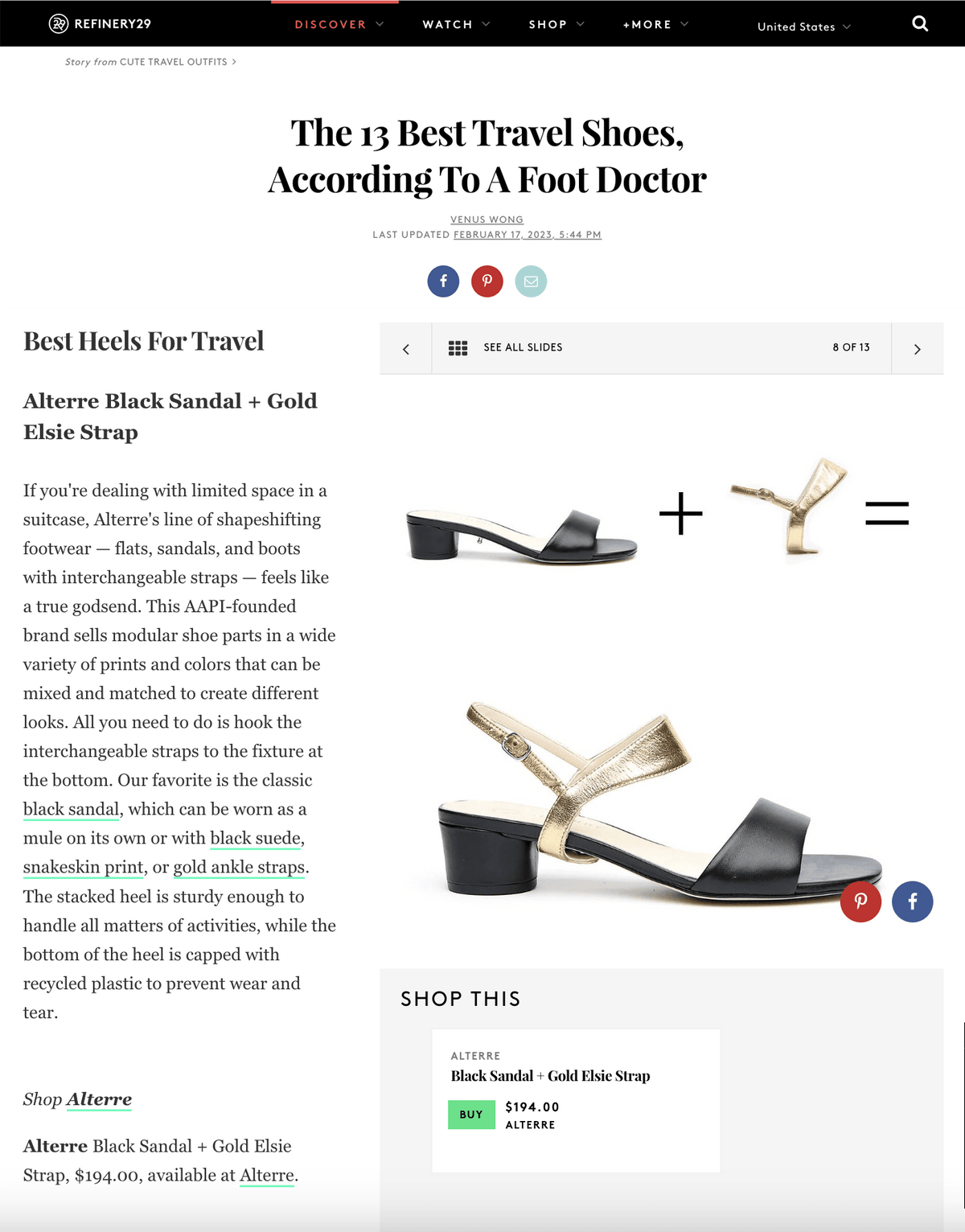 Alterre shoes featured on Refinery 29 - Customizable Black Sandals