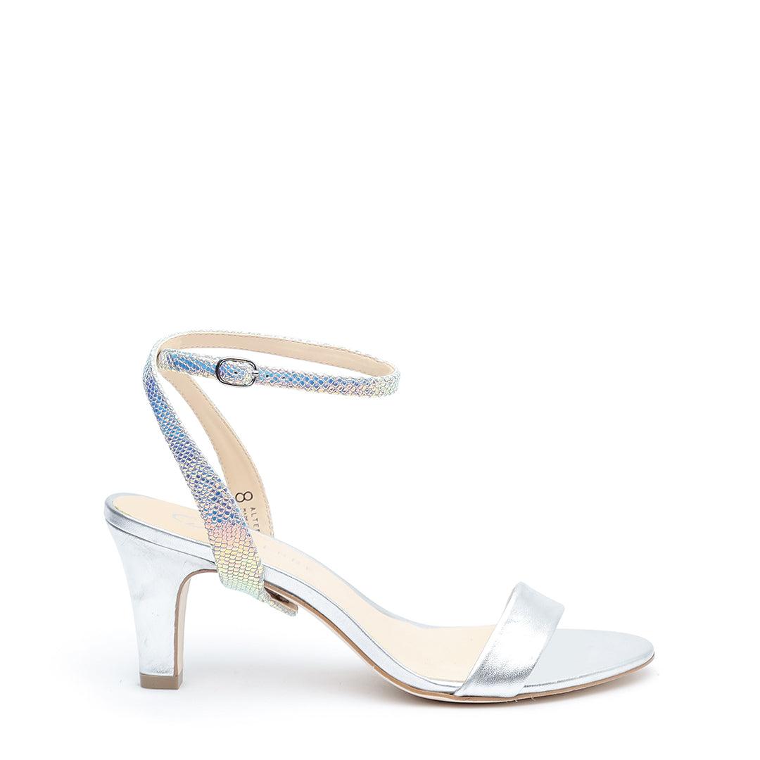 Silver Open Toe + Opal Snake Marilyn Customized Open Toe Heels | Alterre Interchangeable Open Toe Heels - Sustainable Footwear & Ethical Shoes