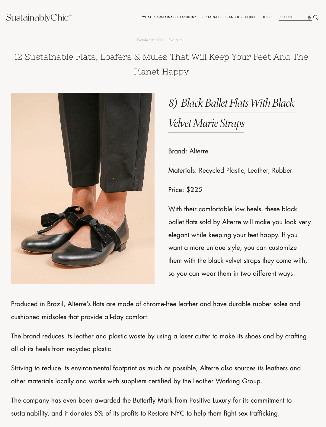 Sustainably Chic Digital Feature, customizable ballet flats Alterre