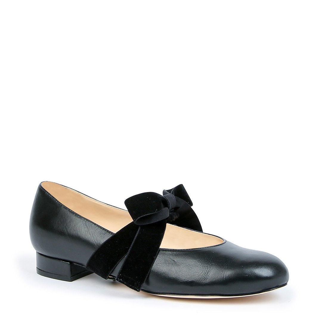 Customizable Black Ballet Flat + Black Velvet Marie Strap | Alterre Make A Shoe - Sustainable Shoes & Ethical Footwear
