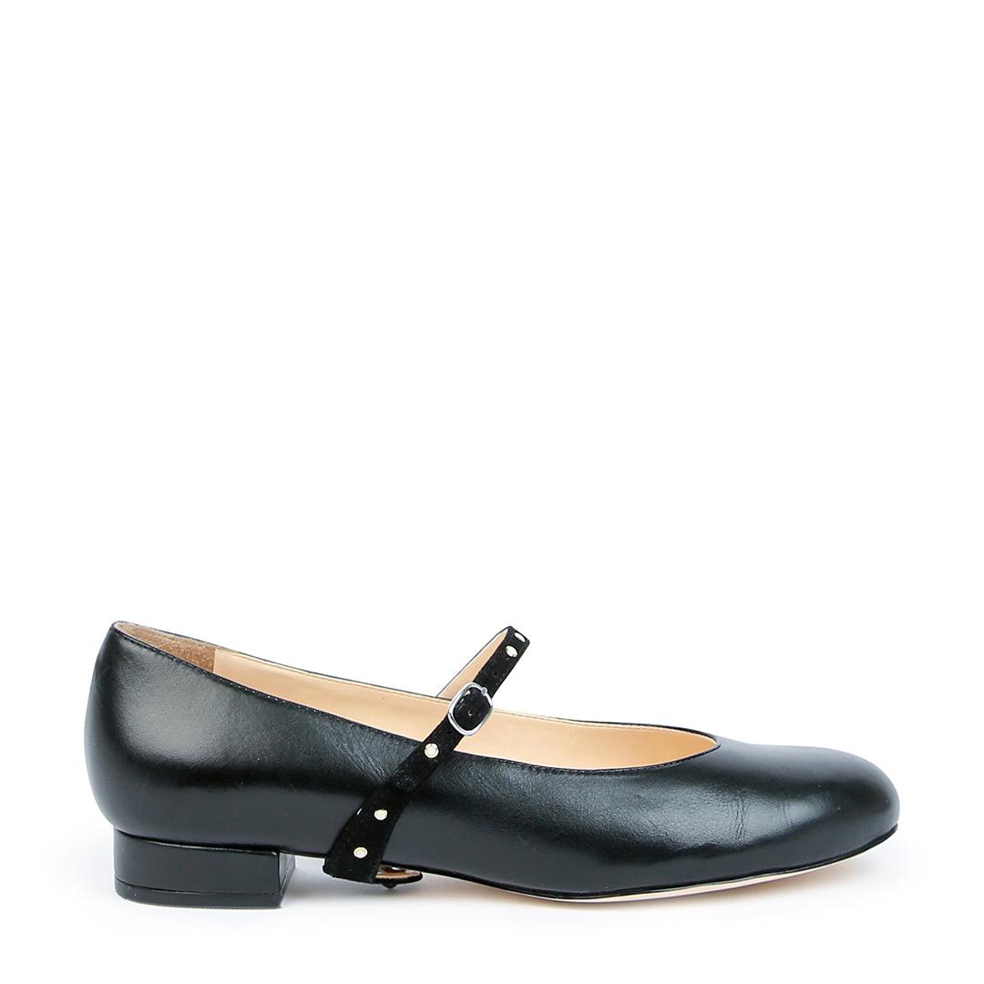 Black Customizable Ballet Flat + Studded Twiggy Strap | Alterre Interchangeable Shoes - Sustainable Footwear & Ethical Shoes