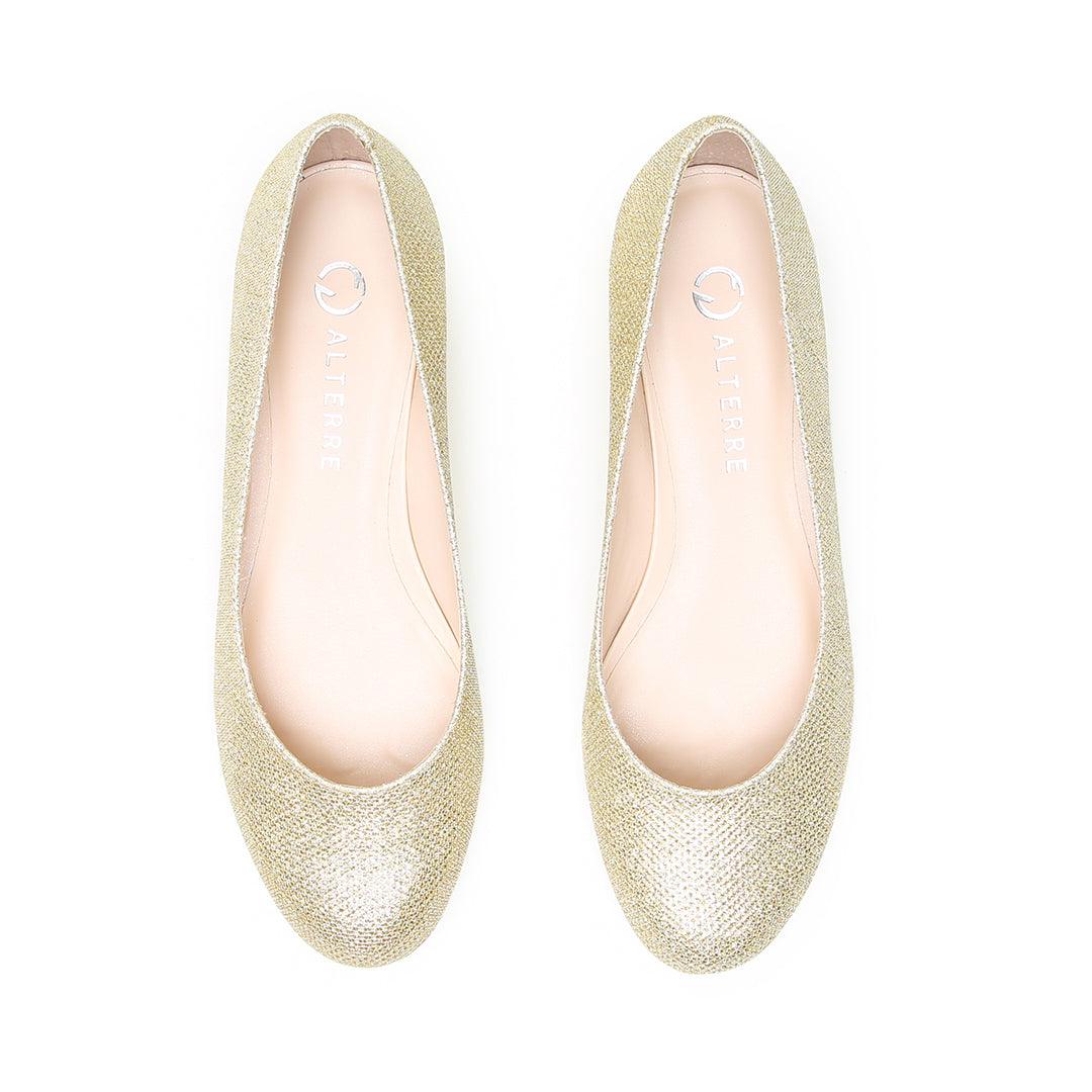 Gold Glitter Ballet Flat | Alterre Customized Shoes - Women's Ethical Ballet Flats, Sustainable Footwear