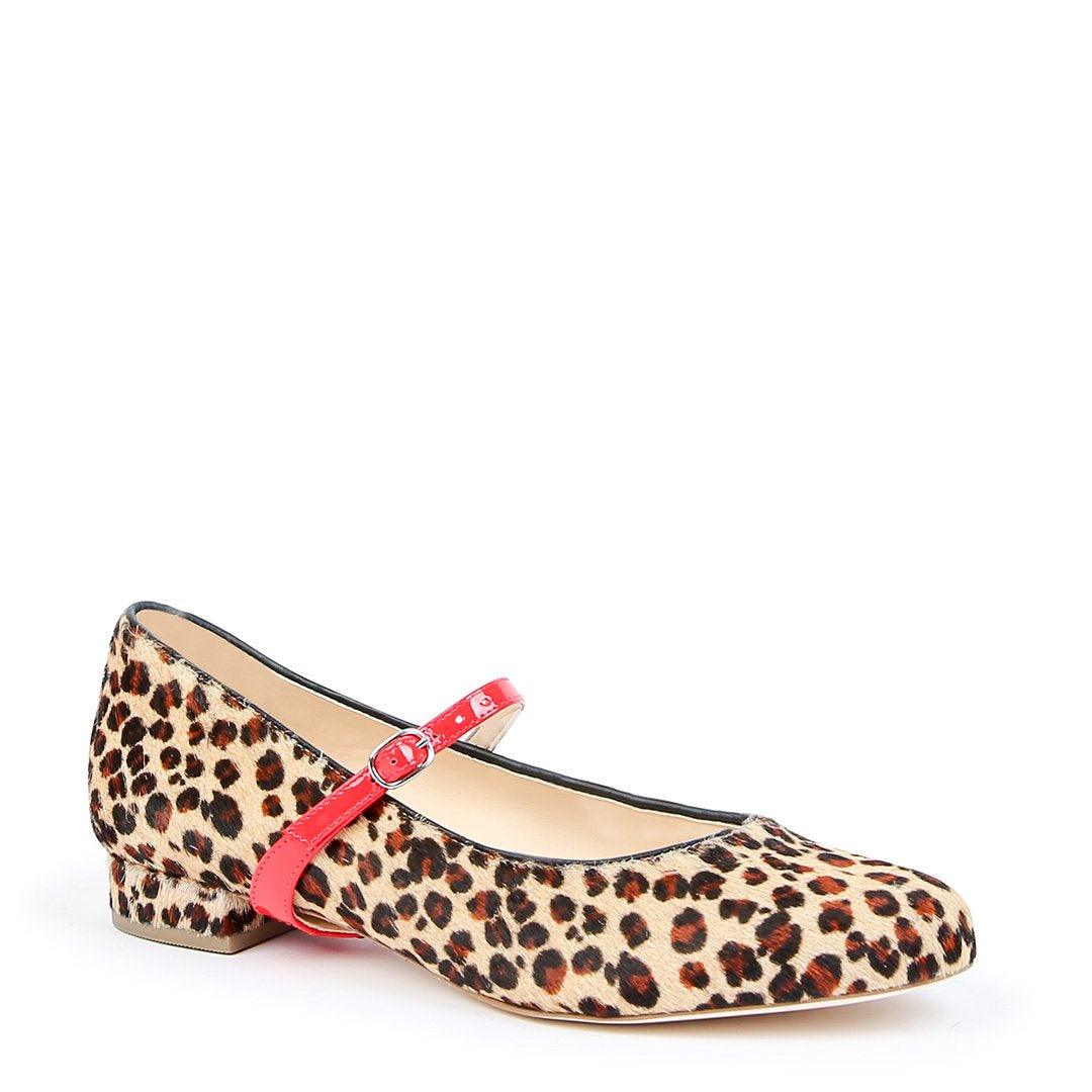 Customizable Leopard Ballet Flat + Red Gloss Twiggy Strap | Alterre Make A Shoe - Sustainable Shoes & Ethical Footwear
