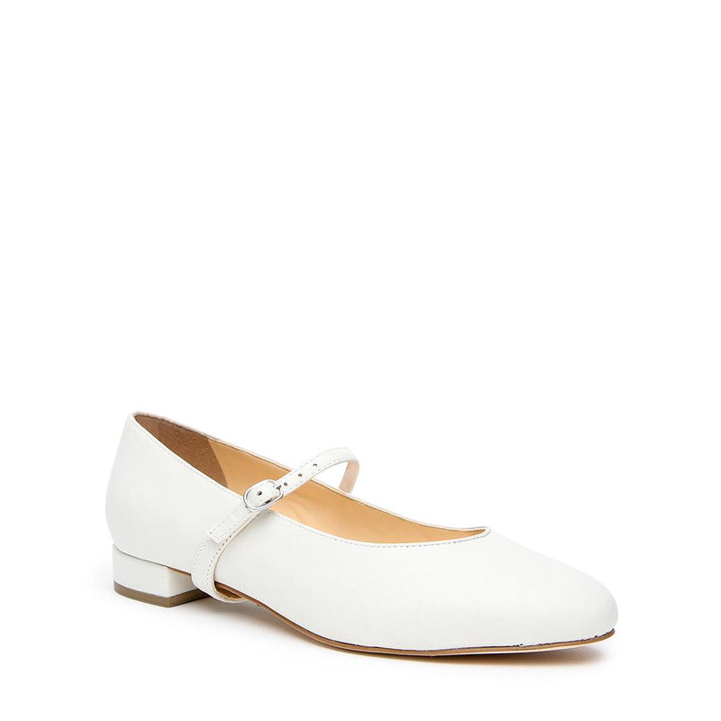 Customizable White Ballet Flat + Twiggy Strap | Alterre Make A Shoe - Sustainable Shoes & Ethical Footwear
