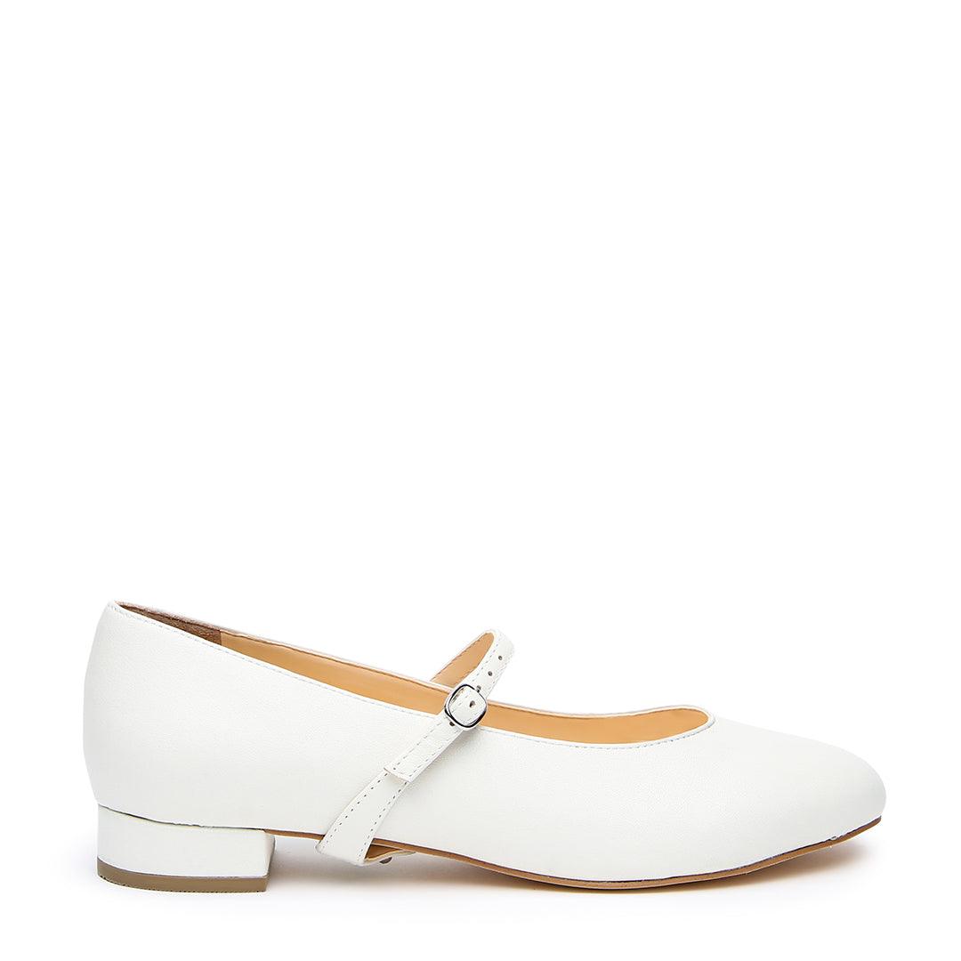 White Customizable Ballet Flat + Twiggy Strap | Alterre Interchangeable Shoes - Sustainable Footwear & Ethical Shoes