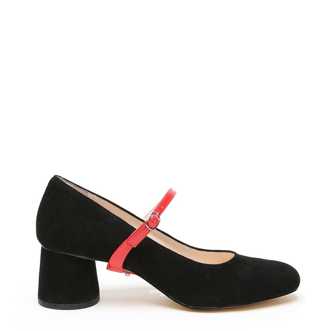 Customizable Black Suede Ballet Pump + Red Gloss Twiggy | Alterre Interchangeable Shoes - Sustainable Footwear & Ethical Shoes