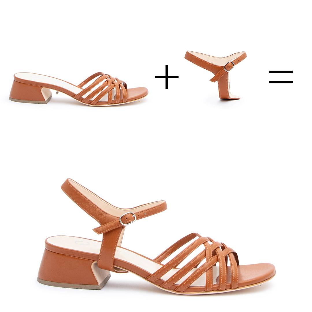 Customizable Brown Sandal + Jackie Strap | How it works - sustainable shoes for women, ethical sandals