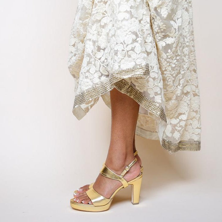 Gold Lo Platform + Elsie | Alterre Customized Bridal Shoes - Women's Ethical Ballet Flats, Sustainable Footwear