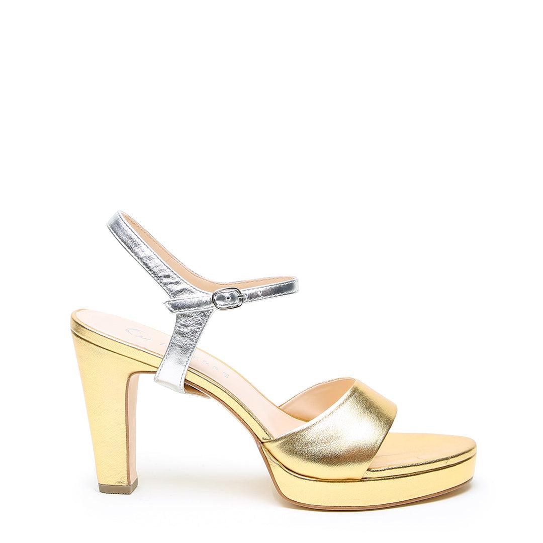 Customizable Gold Lo Platform + Silver Jackie | Alterre Interchangeable Shoes - Sustainable Footwear & Ethical Shoes