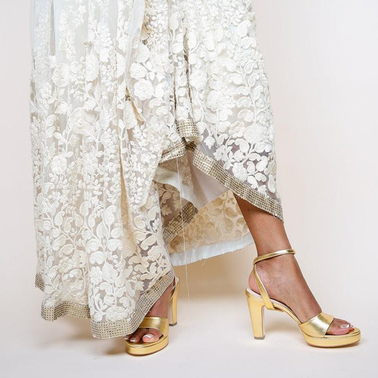 Gold Lo Platform + Marilyn | Alterre Customized Bridal Shoes - Women's Ethical Ballet Flats, Sustainable Footwear