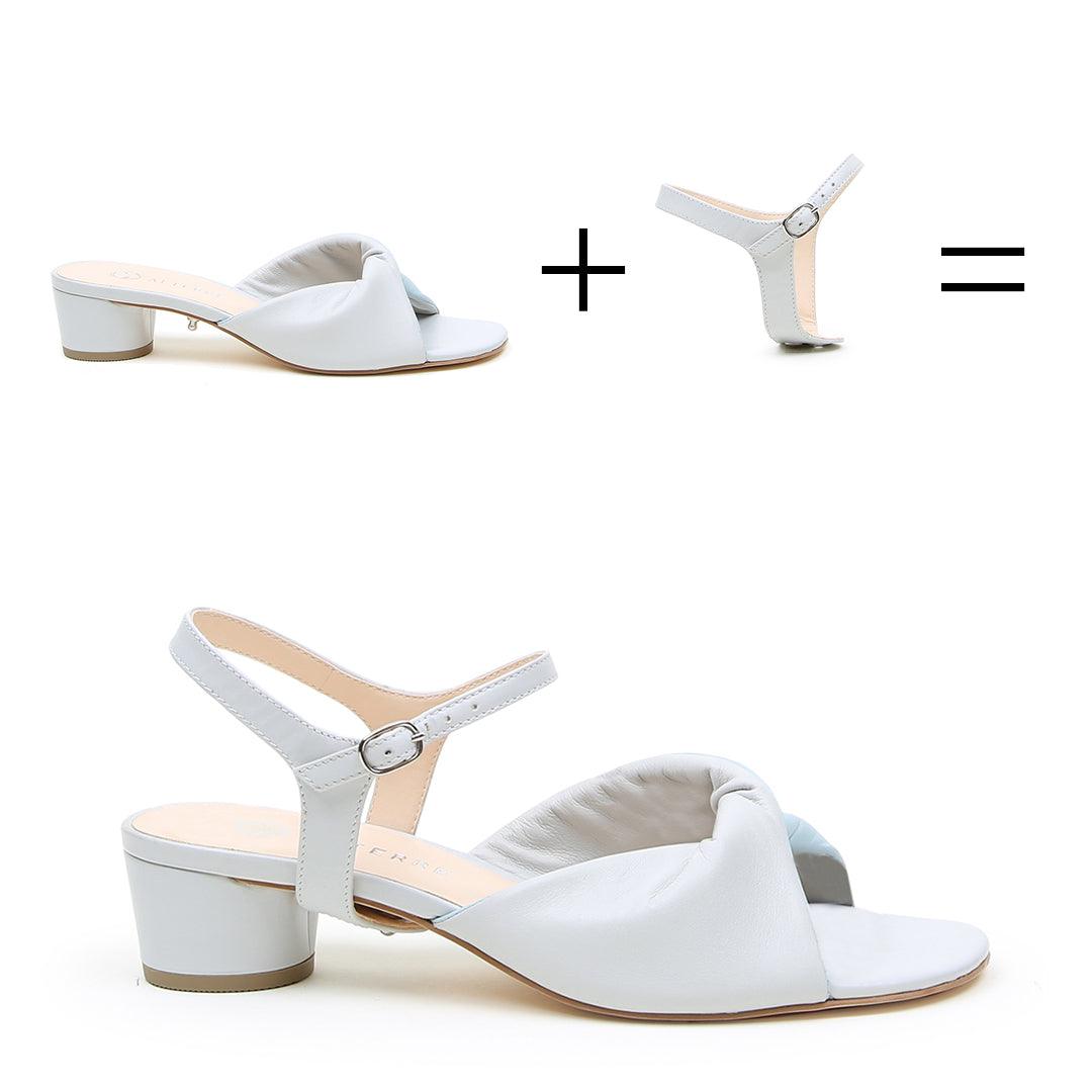 Cloud Grey Lo Twist Sandal + Jackie | Alterre customizable womens shoes with removable shoe straps