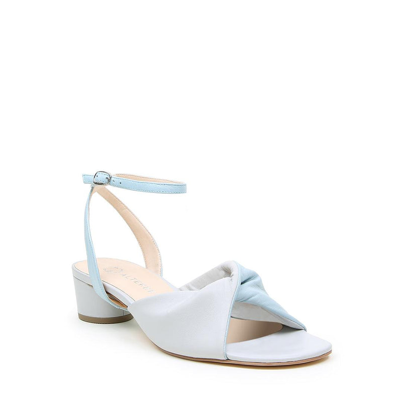 Cloud Grey Lo Twist Sandal + Agate Blue Marilyn | Alterre Create Your Own Shoe - Sustainable Shoe Brand & Ethical Footwear Company