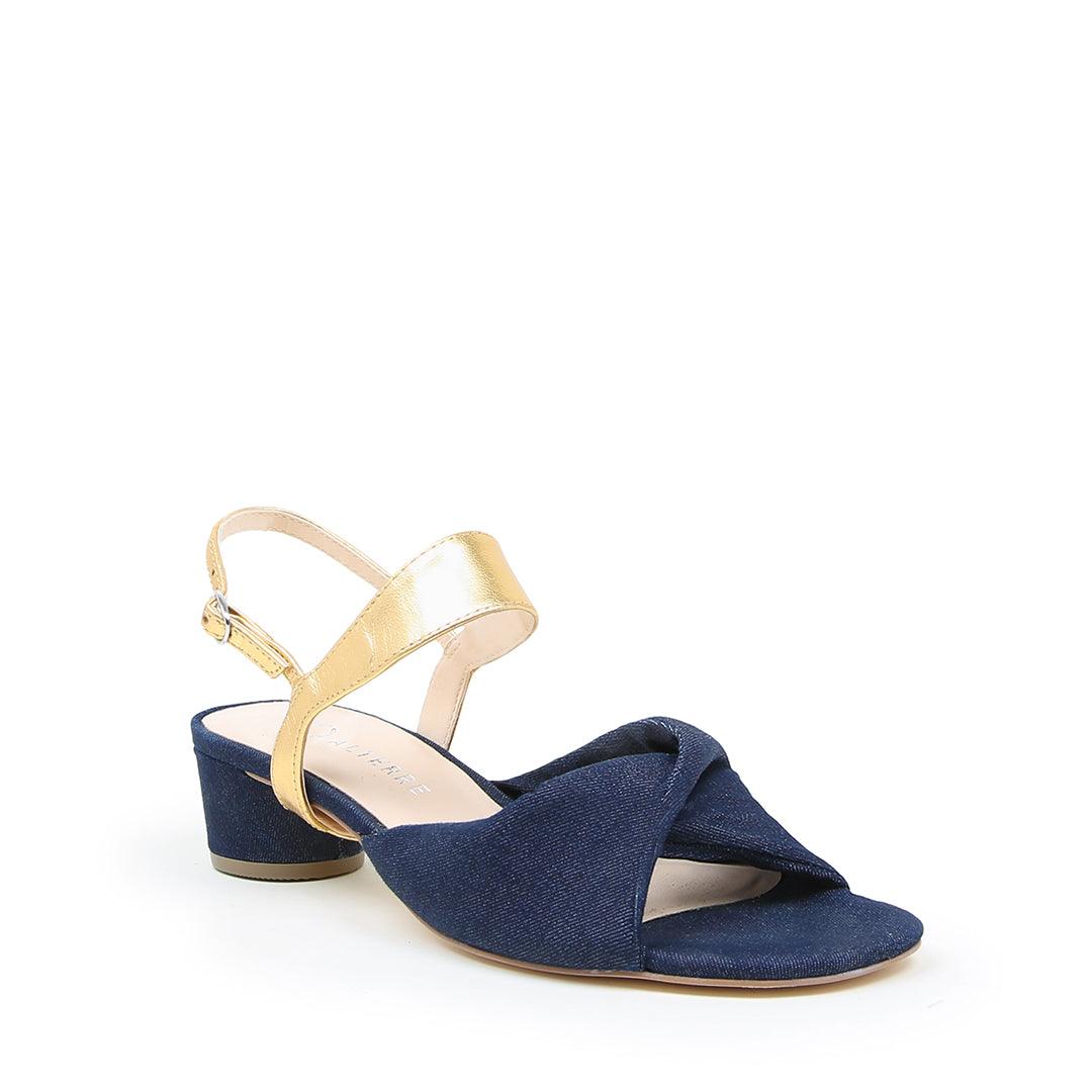 Denim Lo Twist Sandal + Gold Elsie | Alterre Create Your Own Shoe - Sustainable Shoe Brand & Ethical Footwear Company
