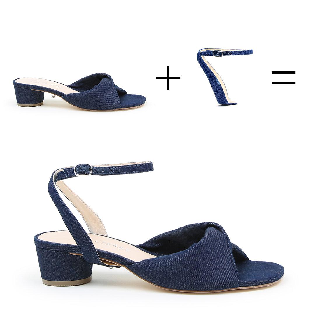 Denim Lo Twist Sandal + Marilyn | Alterre customizable mules, Sustainable sandals made from recycled denim