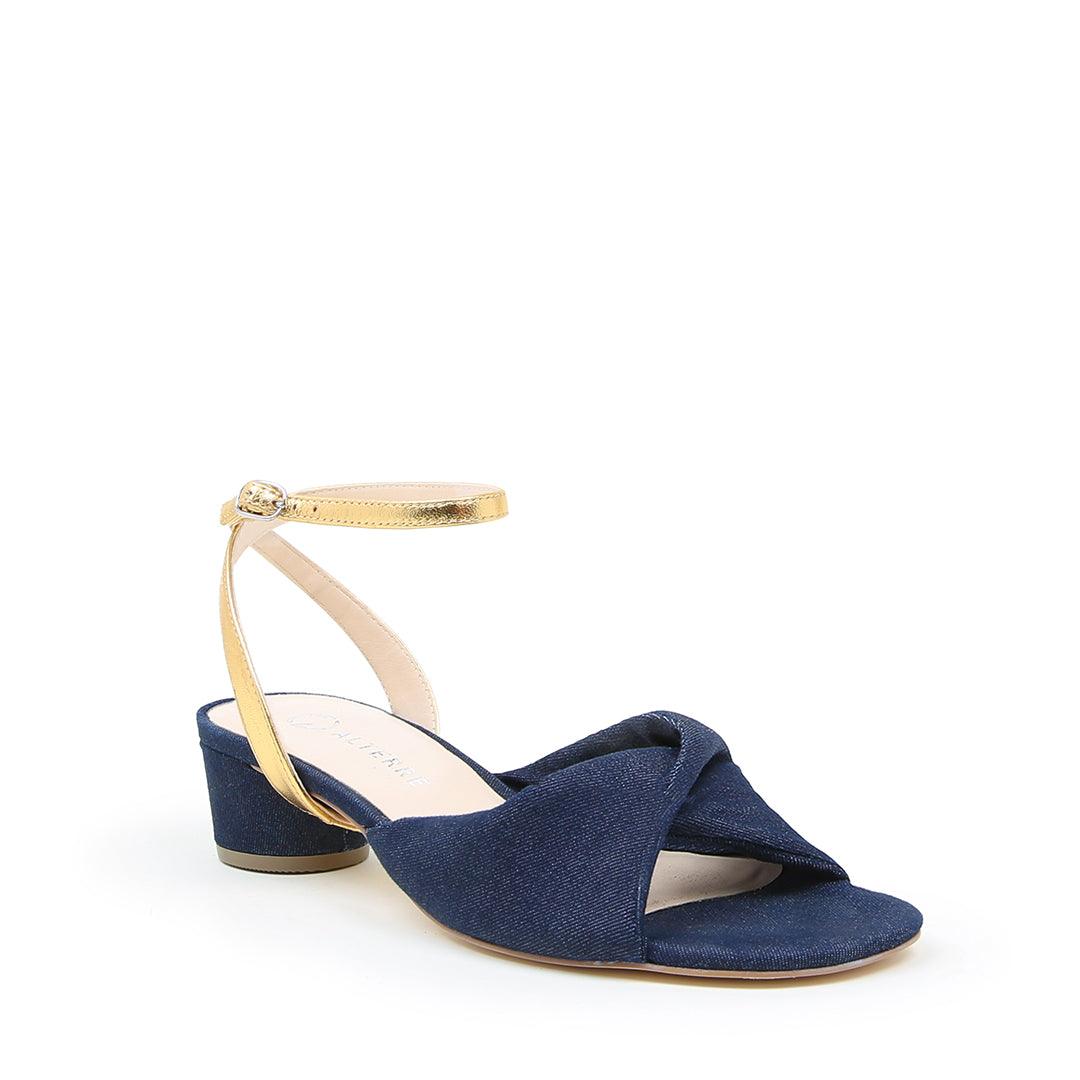 Denim Lo Twist Sandal + Gold Marilyn | Alterre Create Your Own Shoe - Sustainable Shoe Brand & Ethical Footwear Company