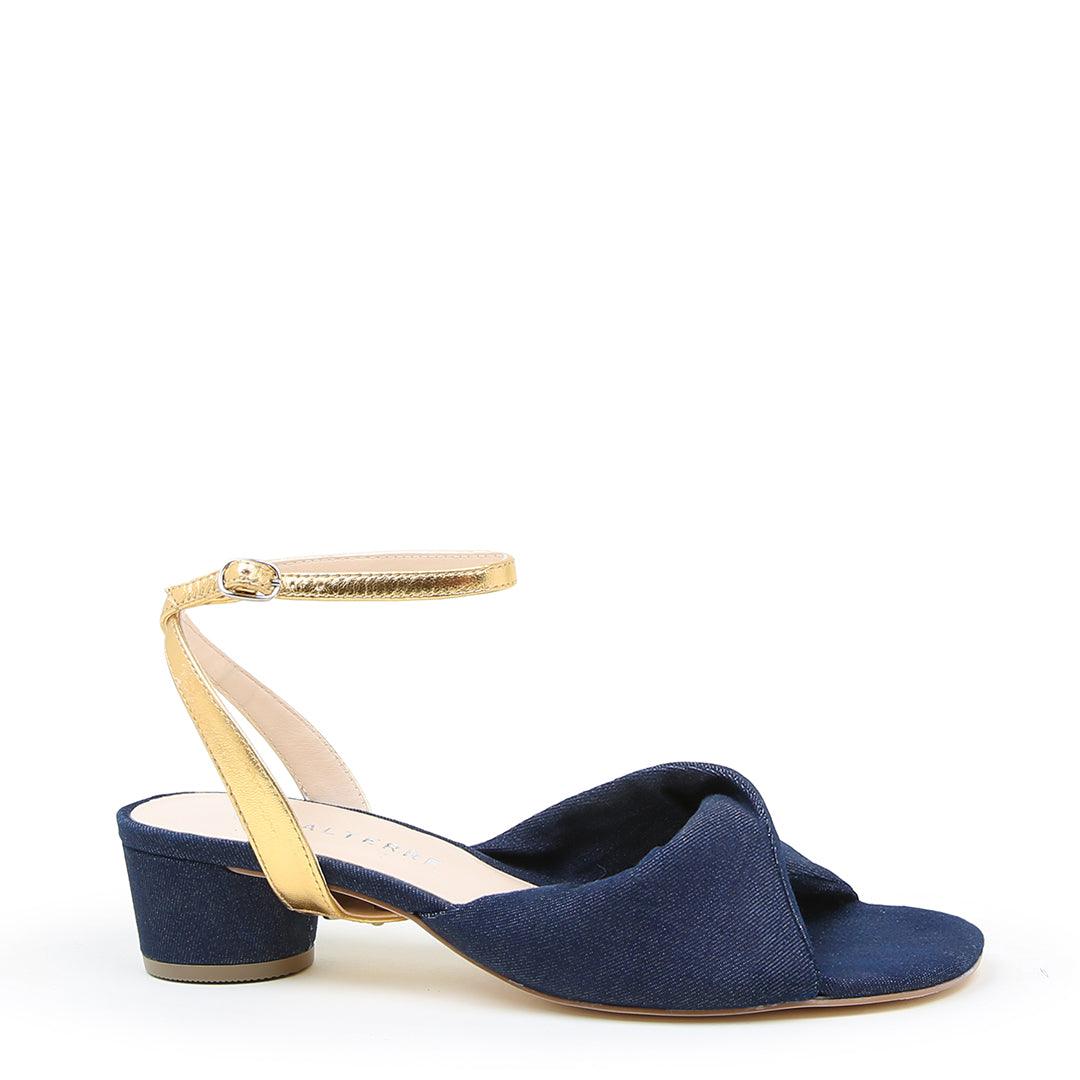 Denim Lo Twist Sandal + Gold Marilyn | Alterre Make A Shoe - Sustainable Shoes & Ethical Footwear
