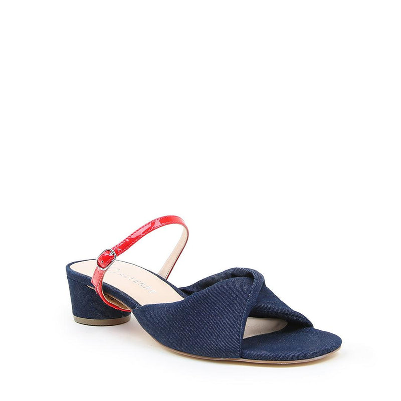Denim Lo Twist Sandal + Red Gloss Twiggy | Alterre Create Your Own Shoe - Sustainable Shoe Brand & Ethical Footwear Company
