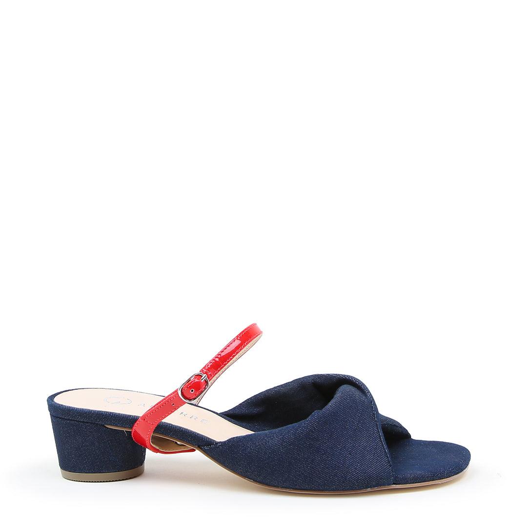 Denim Lo Twist Sandal + Red Gloss Twiggy | Alterre Make A Shoe - Sustainable Shoes & Ethical Footwear