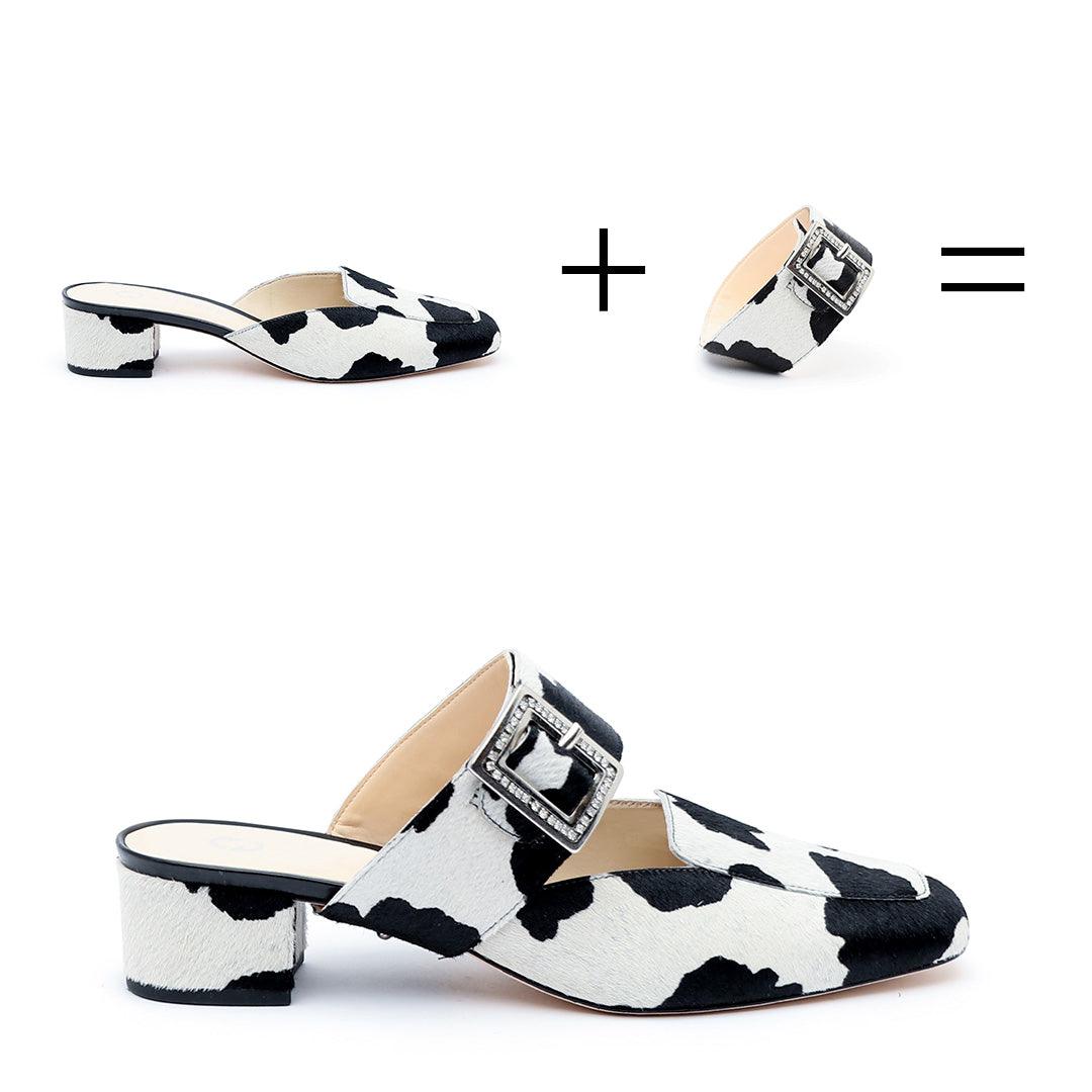 Customizable Animal Print Loafers + Grace Strap | How it works - sustainable shoes for women, ethical slides