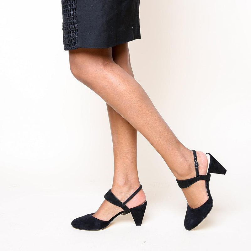 Black Suede Mule + Elsie Personalized Mid-Heel Mules | Alterre Ethical Mules - Sustainable Shoes for Women