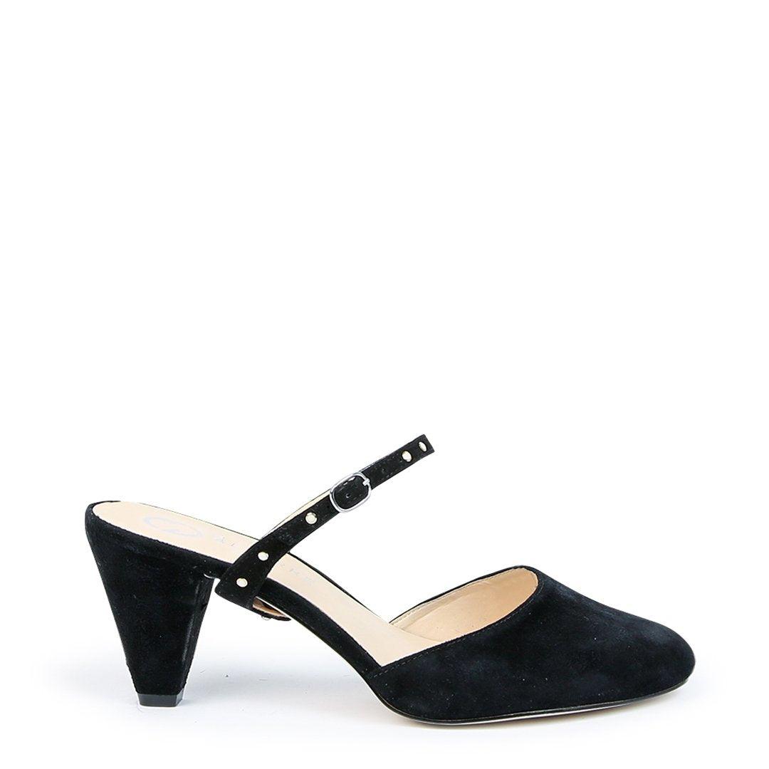 Black Suede Mule + Studded Black Twiggy Strap | Alterre Interchangeable Shoes - Sustainable Footwear & Ethical Shoes