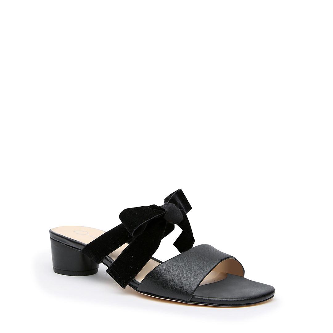 Customizable Black Sandal + Black Velvet Marie Strap | Alterre Make A Shoe - Sustainable Shoes & Ethical Footwear
