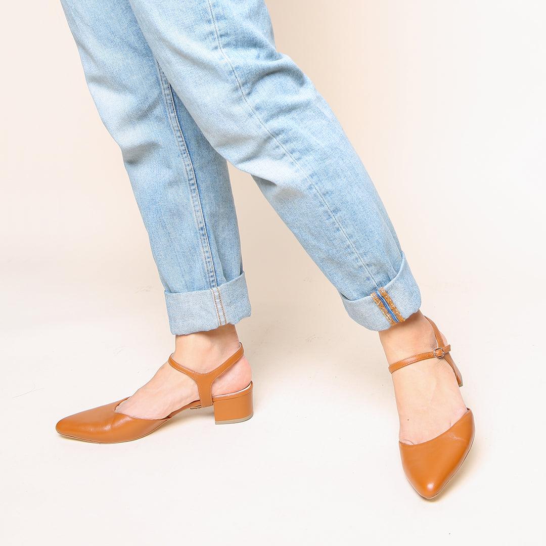 Cognac Slide | Alterre Customized Shoes - Women's Ethical Slides, Sustainable Footwear