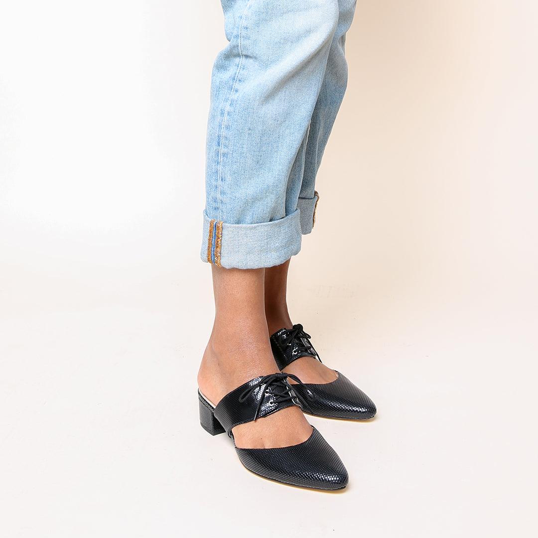 Rattlesnake Black Slide + Tilda  Personalized Slides | Alterre Ethical Slippers - Sustainable Shoes for Women