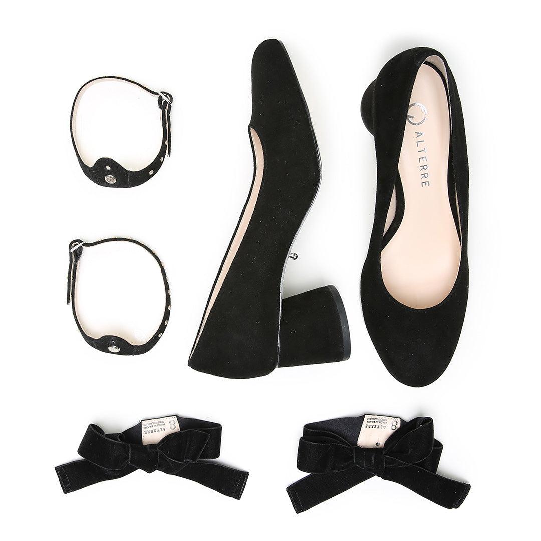 Customizable Black Suede Ballet Pump Kit | Alterre Interchangeable Shoes - Sustainable Footwear & Ethical Shoes