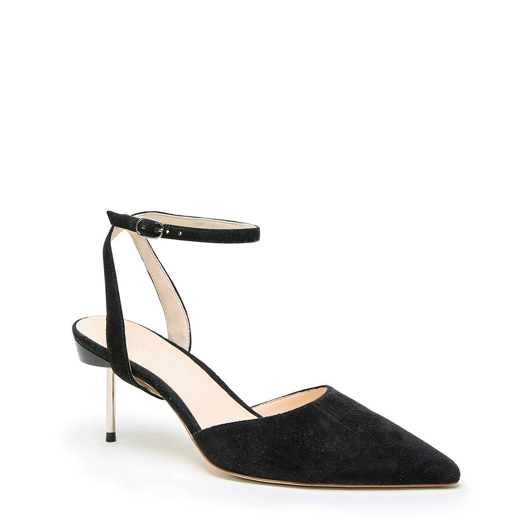 Black Suede Stiletto + Marilyn Strap Customizable Heels | Alterre Comfortable Stilettos - Eco-Friendly shoes for Women