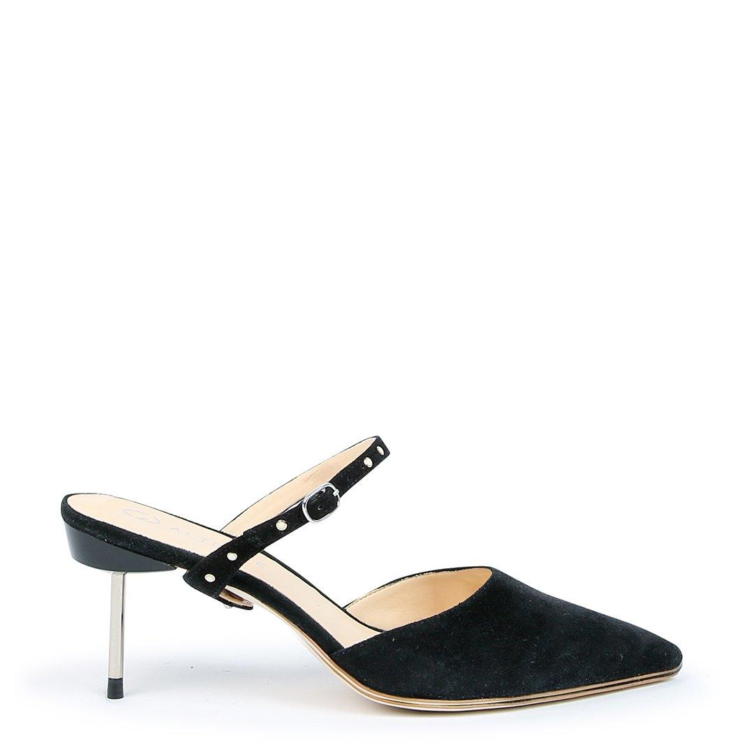 Black Suede Customizable Stiletto + Studded Black Twiggy Strap | Alterre Interchangeable Shoes - Sustainable Footwear & Ethical Shoes