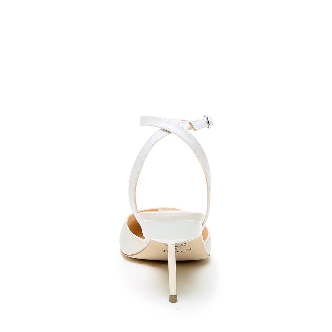 White Stiletto + Marilyn Strap | Alterre Customizable Shoes - Sustainable Stilettos