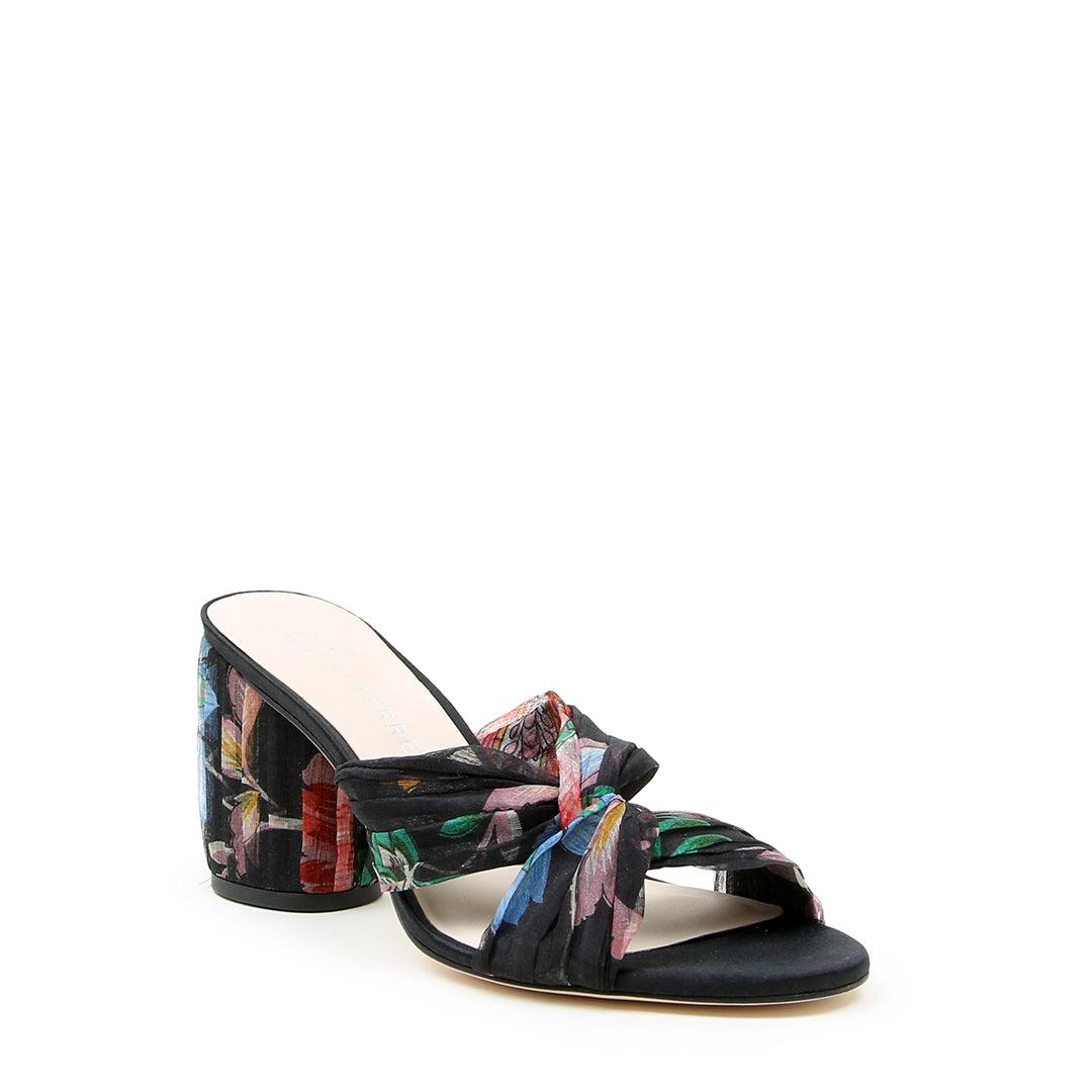 Black Floral Twist Sandal | Alterre Create Your Own Shoe - Sustainable Shoe Brand & Ethical Footwear Company