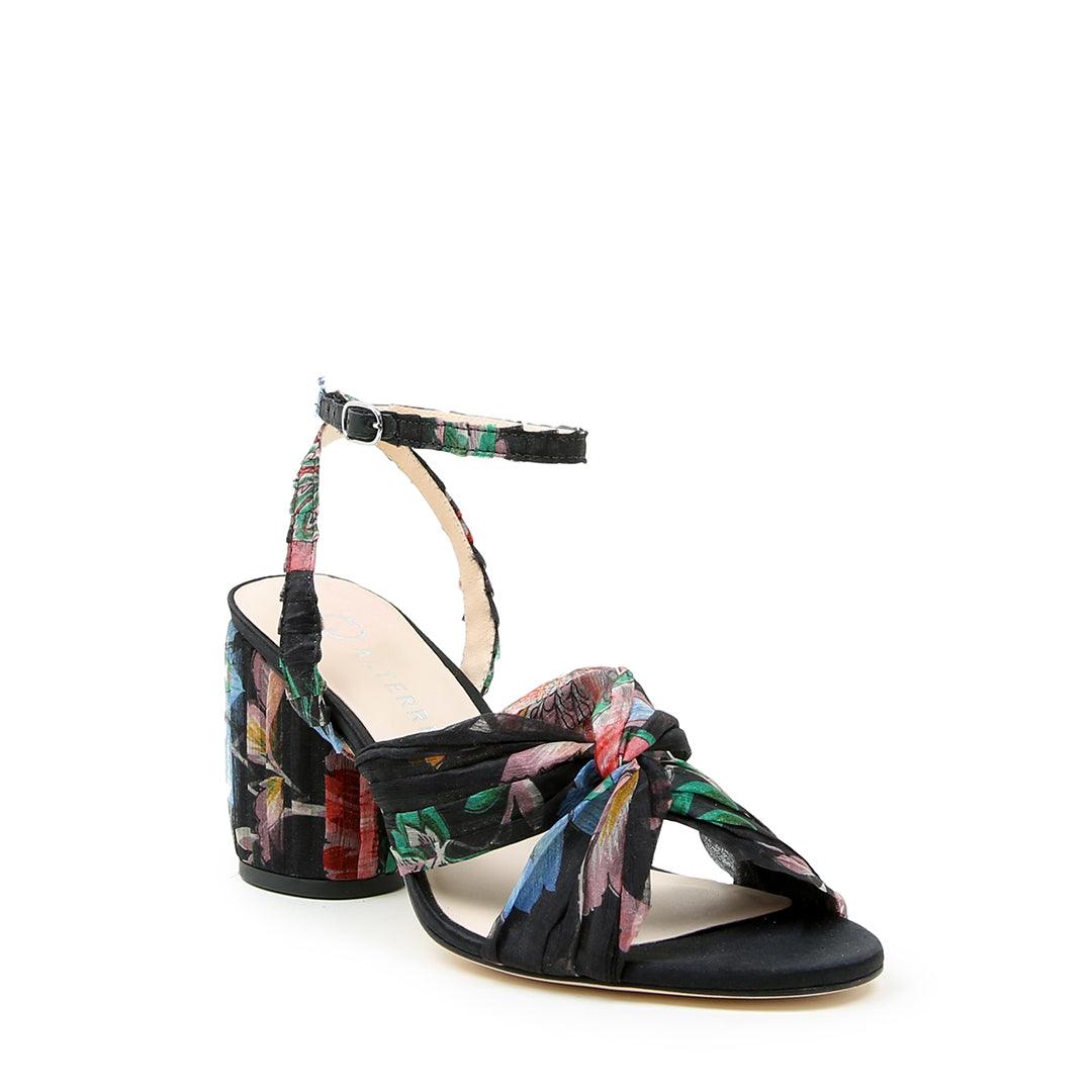 Black Floral Twist Sandal + Marilyn | Alterre Customizable Shoes - Women's Ethical Shoe Brand, Eco-friendly footwear