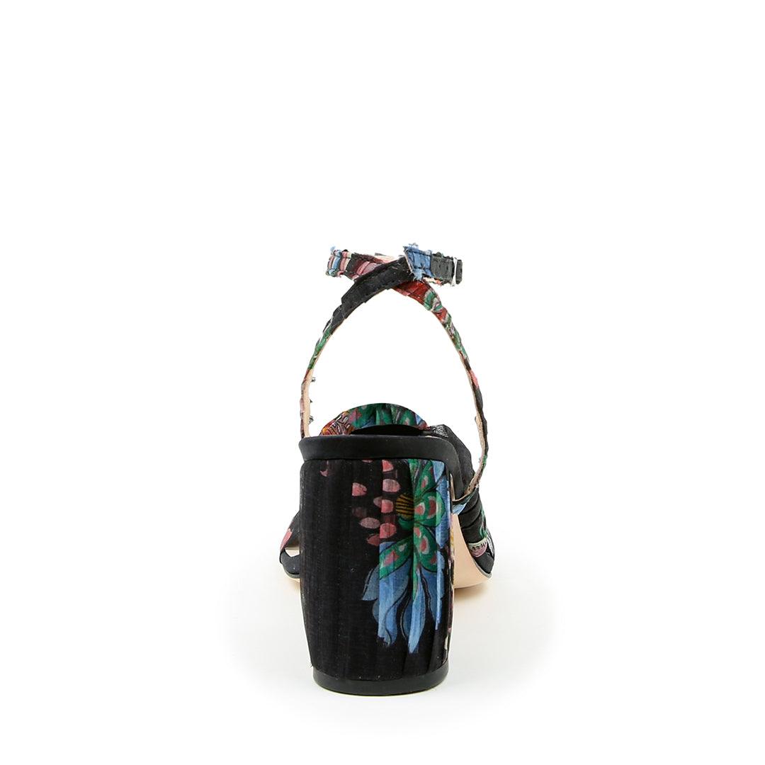 Black Floral Twist Sandal + Marilyn | Alterre customizable womens shoes with removable shoe straps