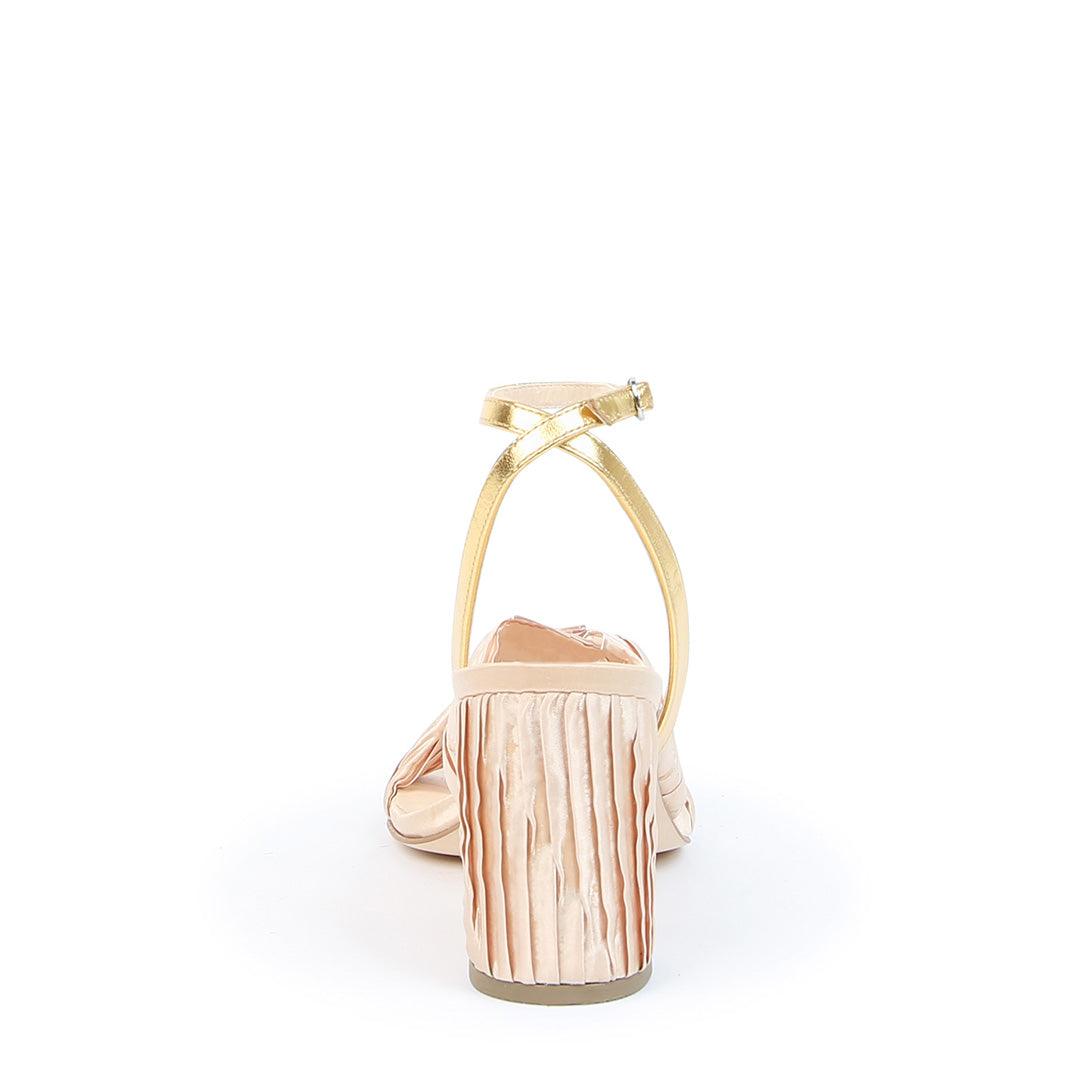 Nude Personalized Womens Heeled Sandals + Gold Marilyn Strap | Alterre Create Your Own Shoe - Sustainable Footwear Brand & Ethical Shoe Company