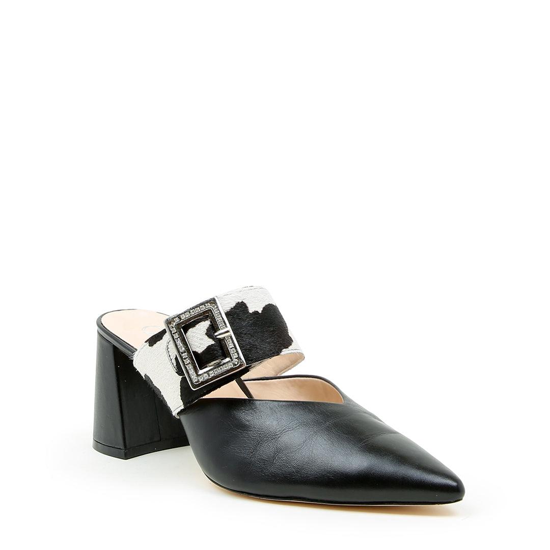 Black V Mule + Cow Grace | Alterre Customizable Shoes - Women's Ethical Shoe Brand, Eco-friendly footwear