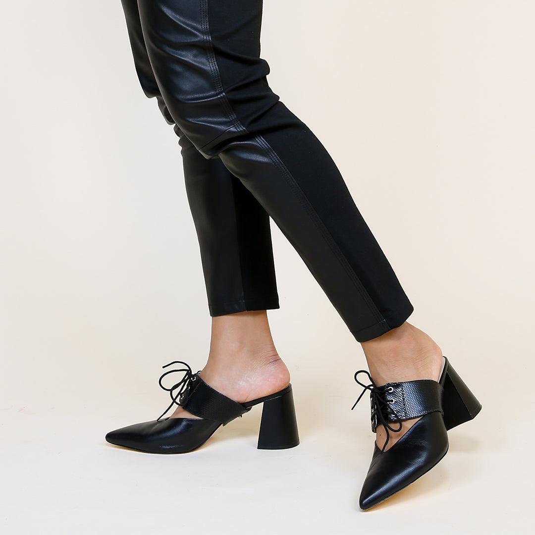 Black V Mule + Rattlesnake Tilda | Alterre Create Your Own Shoe - Sustainable Shoe Brand & Ethical Footwear Company