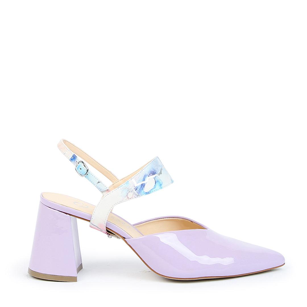 Lilac Gloss Customizable V Mule + Marble Elsie Strap | Alterre Interchangeable Shoes - Sustainable Footwear & Ethical Shoes