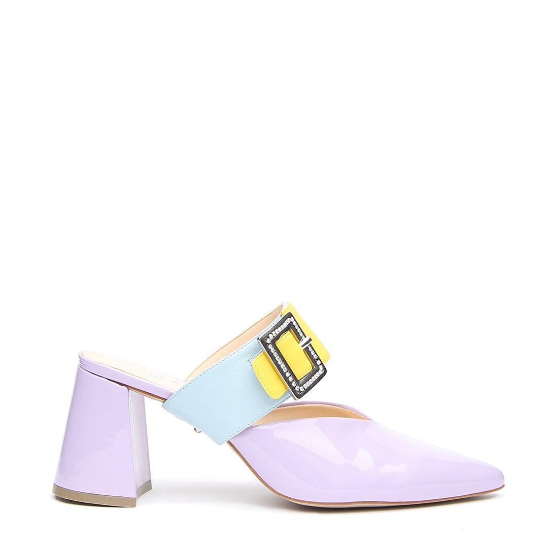 Lilac Gloss V Mule + Agate Blue Grace Strap - Customizable Mules  | Alterre Interchangeable Mule - Sustainable Footwear & Ethical Shoes