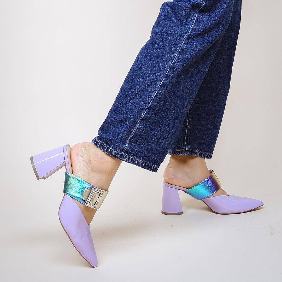 Lilac Gloss V Mule + Galaxy Grace | Alterre Create Your Own Shoe - Sustainable Shoe Brand & Ethical Footwear Company