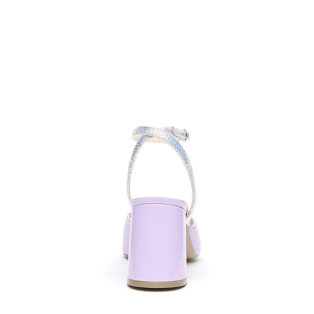 Lilac Gloss V Mule + Opal Snake Marilyn Strap  | Alterre Create Your Own Mule - Sustainable Footwear Brand & Ethical Shoe Company