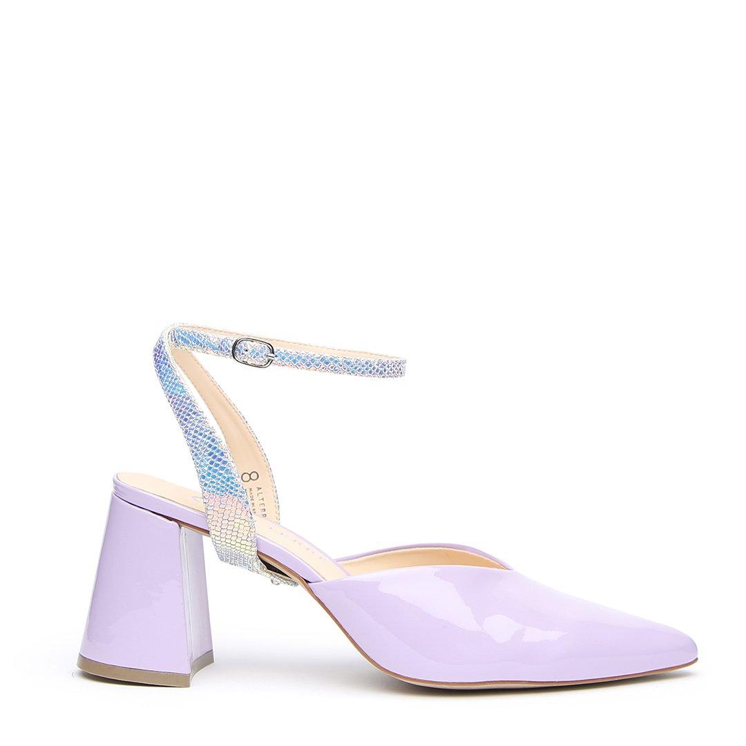 Lilac Gloss V Mule + Opal Snake Marilyn Strap - Customizable Mules  | Alterre Interchangeable Mule - Sustainable Footwear & Ethical Shoes
