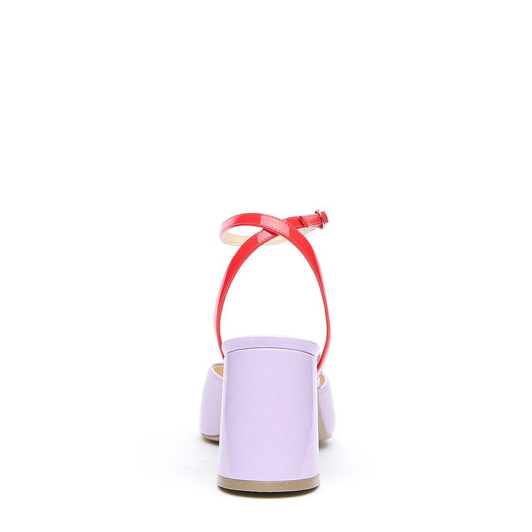 Lilac Gloss V Mule + Red Gloss Marilyn Strap  | Alterre Create Your Own Mule - Sustainable Footwear Brand & Ethical Shoe Company