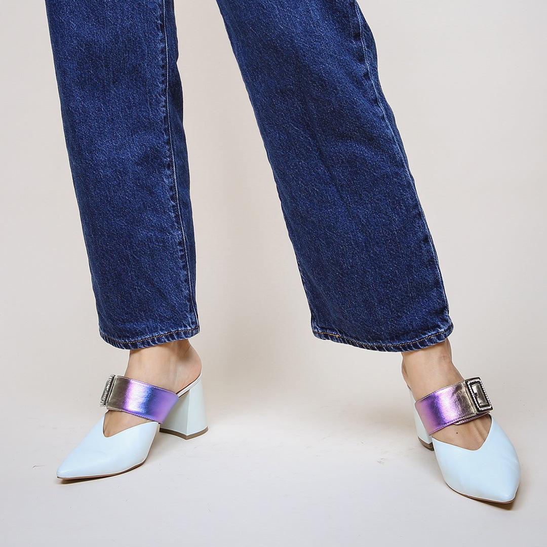 White V Mule + Galaxy Grace | Alterre Create Your Own Shoe - Sustainable Shoe Brand & Ethical Footwear Compan