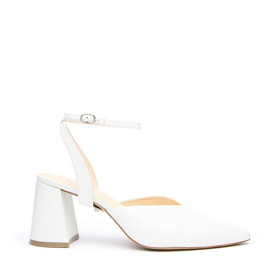 White V Mule + Marilyn Strap - Customizable Mules  | Alterre Interchangeable Mule - Sustainable Bridal Footwear & Ethical Shoes